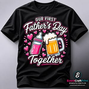 First Fathers Day Together Pink Design T-Shirt